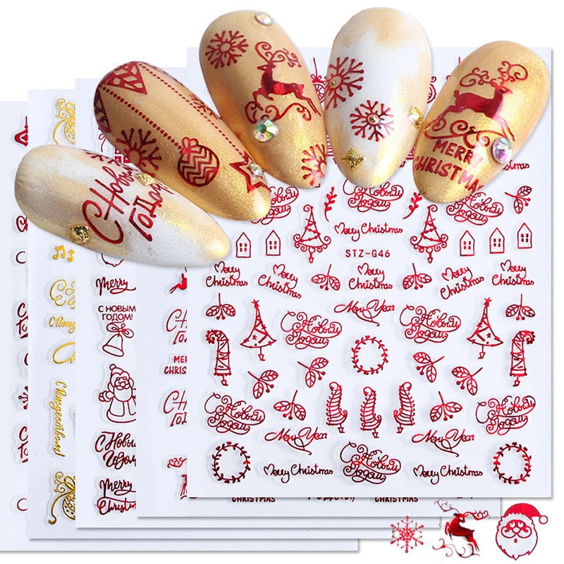 Nail Art Xmas Tree - Kerst Nagels Accessoires Rood Goud Winter