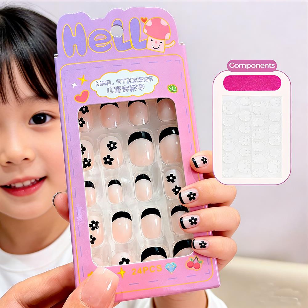 Nail Art Design - 24 stuks/doos Cartoon Kinderen Opdruk Nagels