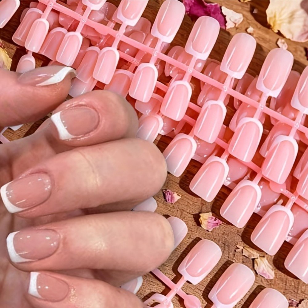 Nail Art Natural - 120 stuks korte vierkante Franse tip