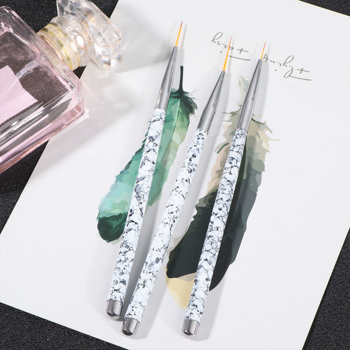 Nail Art Natural - 3-delige nagelkunstborstelset Fijne liner nylon borstelharen