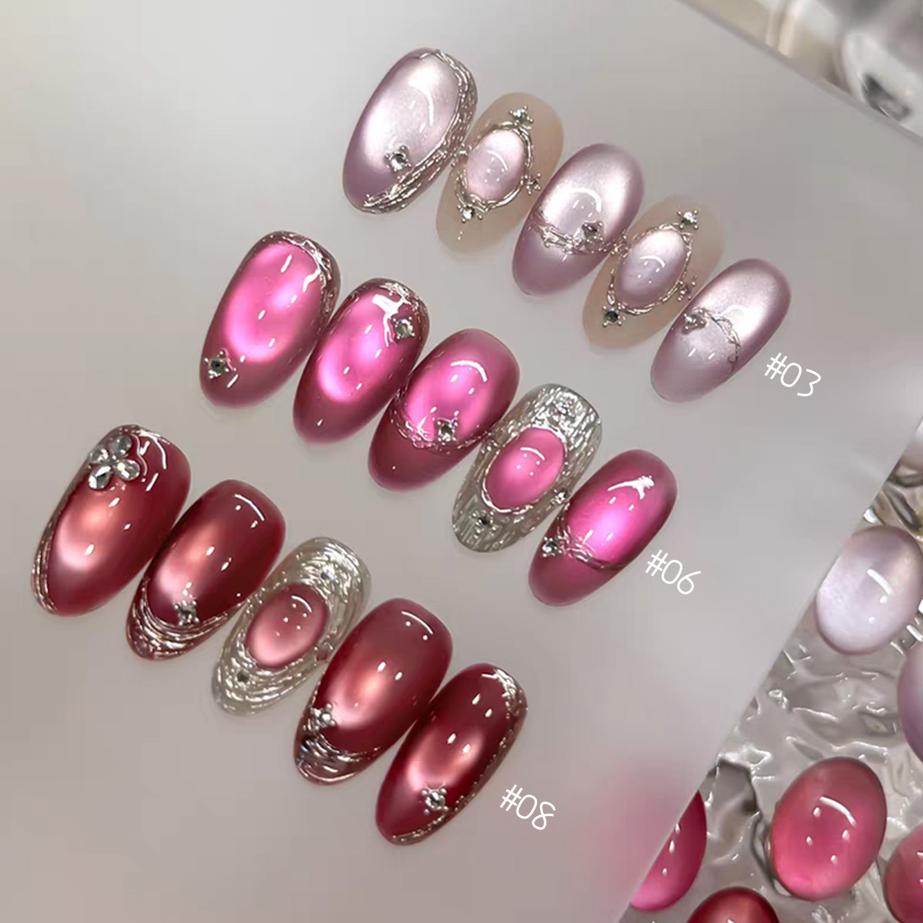 Nail Art Cat Eye Pink - 1 stuk TC 2026 Zomer Populaire