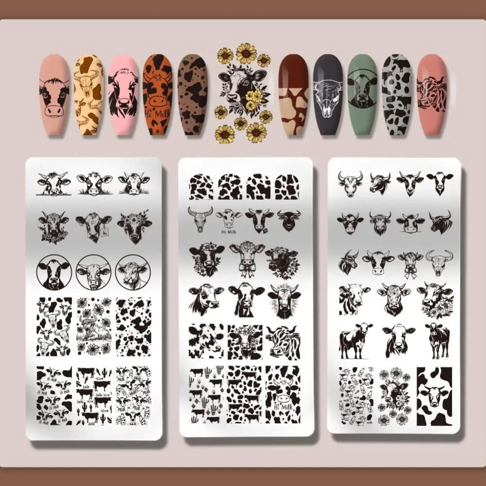 3 stuks koe-thema nagel stempe - Nail Art Inspo recensie en prijs
