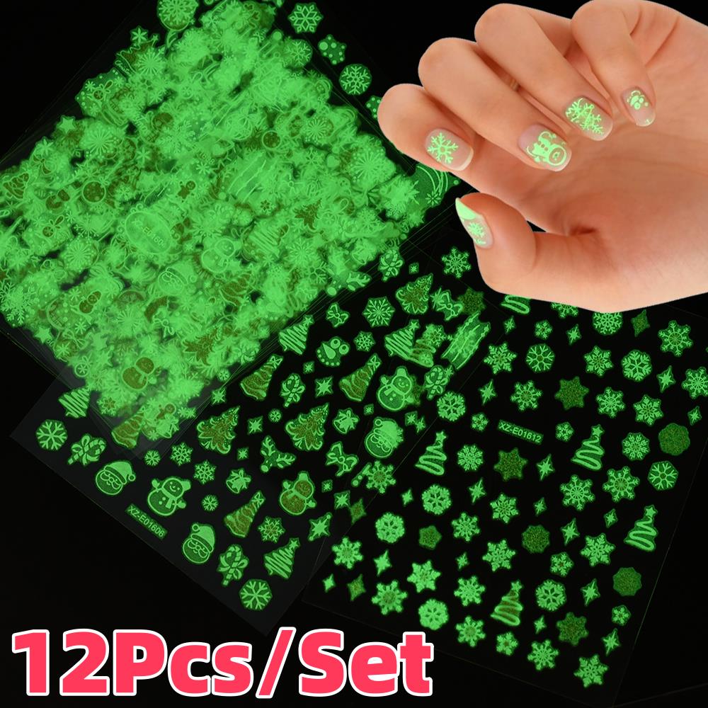12 stks/set 3D Lichtgevende Ke - Nail Art Xmas Tree recensie en prijs