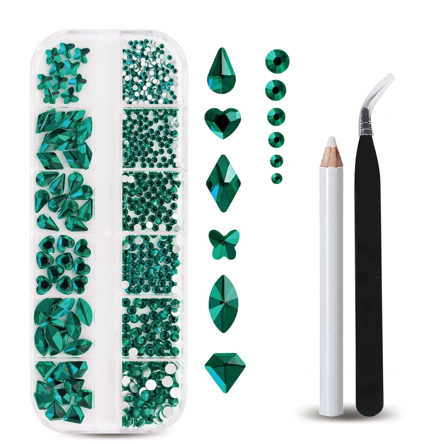 12-roosters smaragdgroene plak - Nail Art Emerald Green recensie en prijs