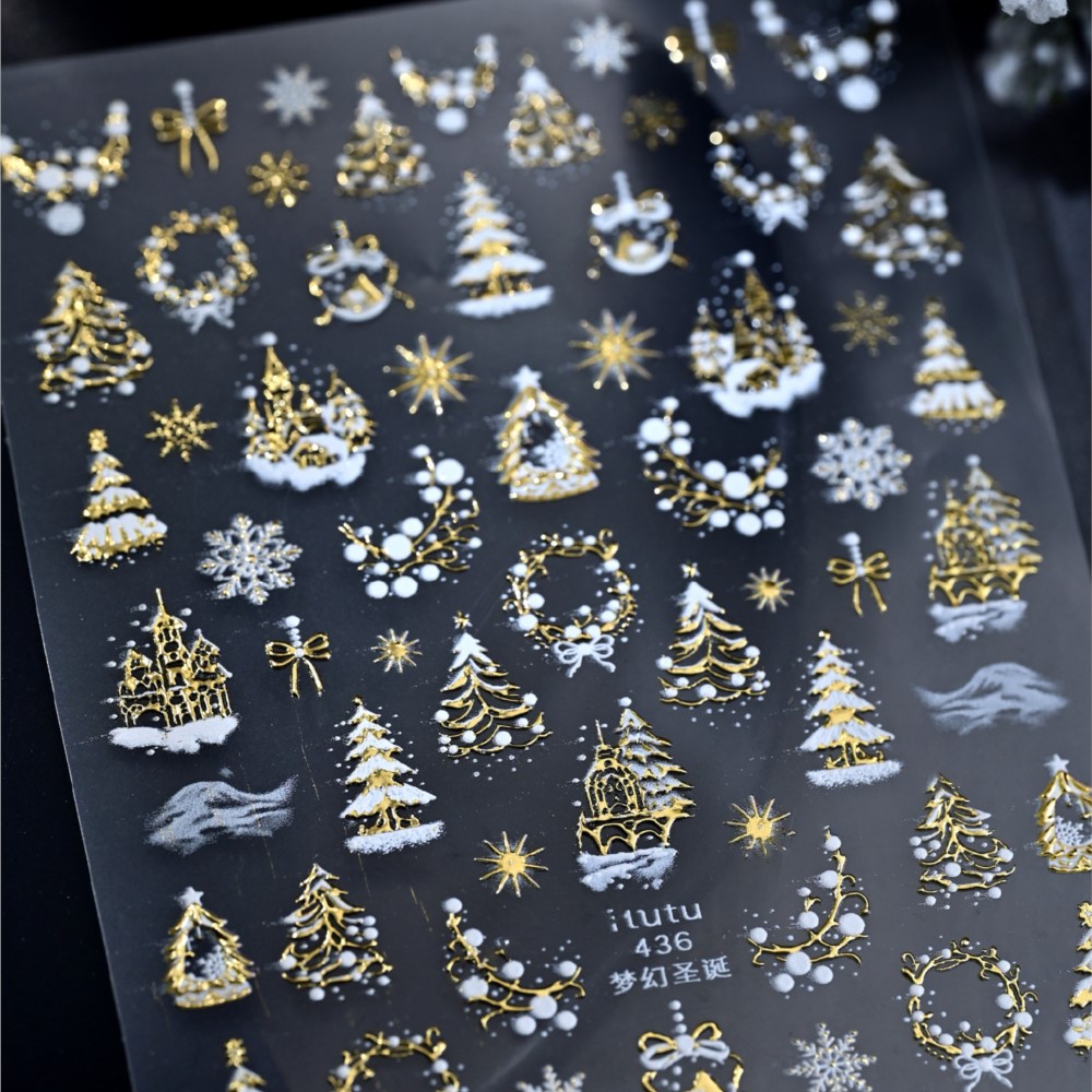 5D reliëf gouden kasteel/sling - Nail Art Xmas Tree recensie en prijs