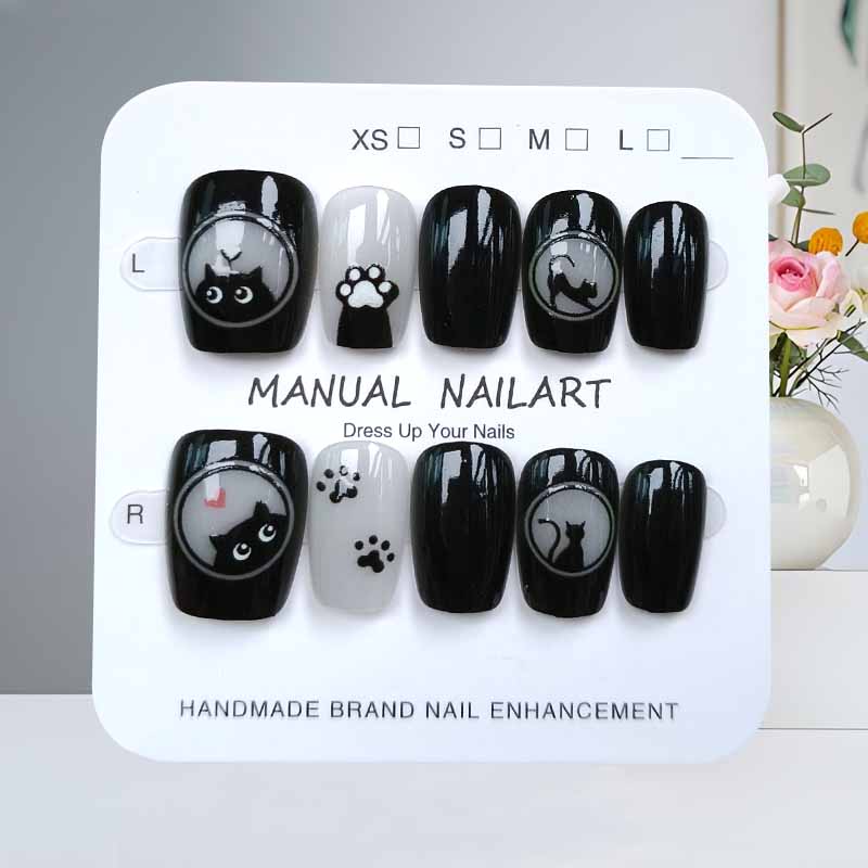 10 stuks leuke cartoon zwarte  - Nail Art Cat Eye Pink recensie en prijs